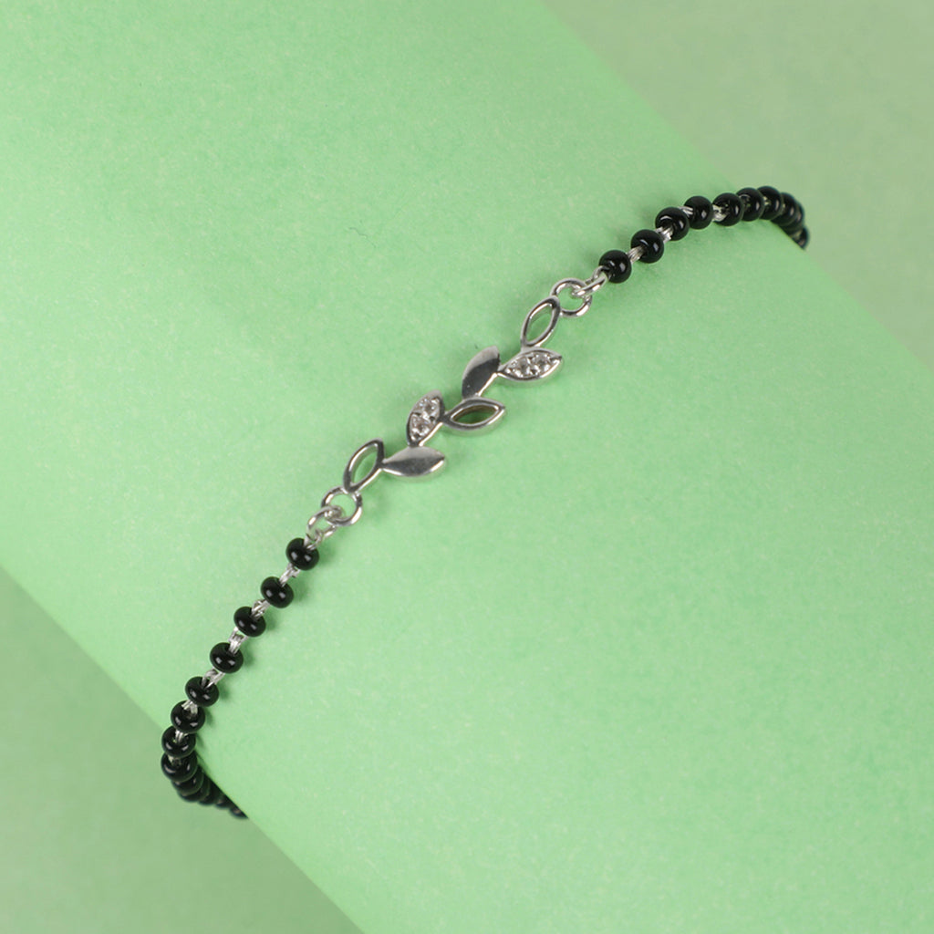 CLARA 925 Sterling Silver Leaf Hand Mangalsutra Bracelet