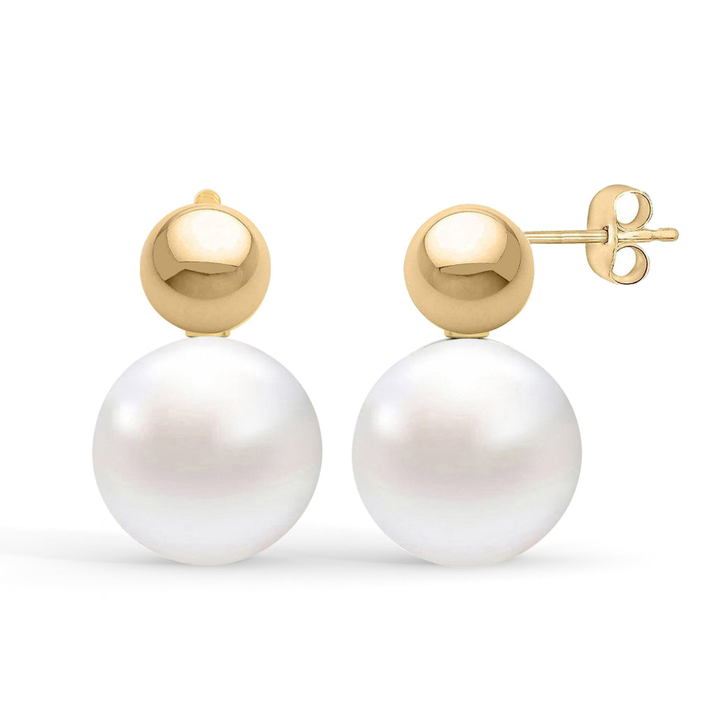 CLARA 925 Sterling Silver Pearl Ball Studs Earrings