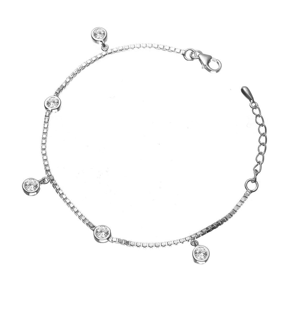 CLARA Made with Swiss Zirconia 925 Sterling Silver Pia Solitaire Bracelet Gift for Women and Girls