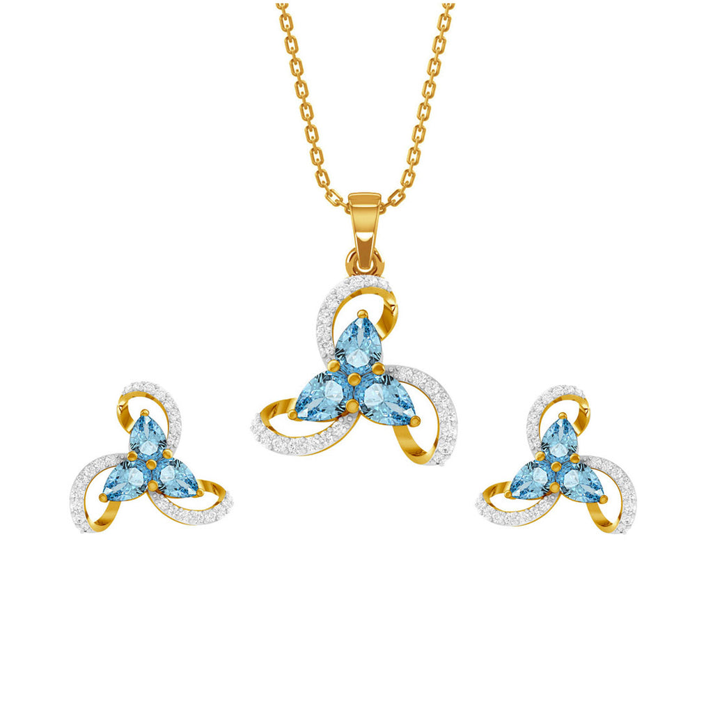 CLARA 925 Sterling Silver Melba Pendant Earring Chain Jewellery Set