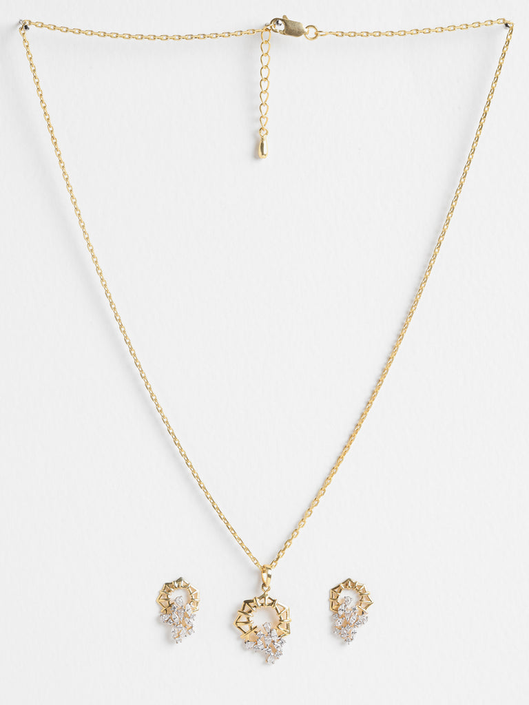 CLARA 925 Sterling Silver Alba Pendant Earring Chain Jewellery Set