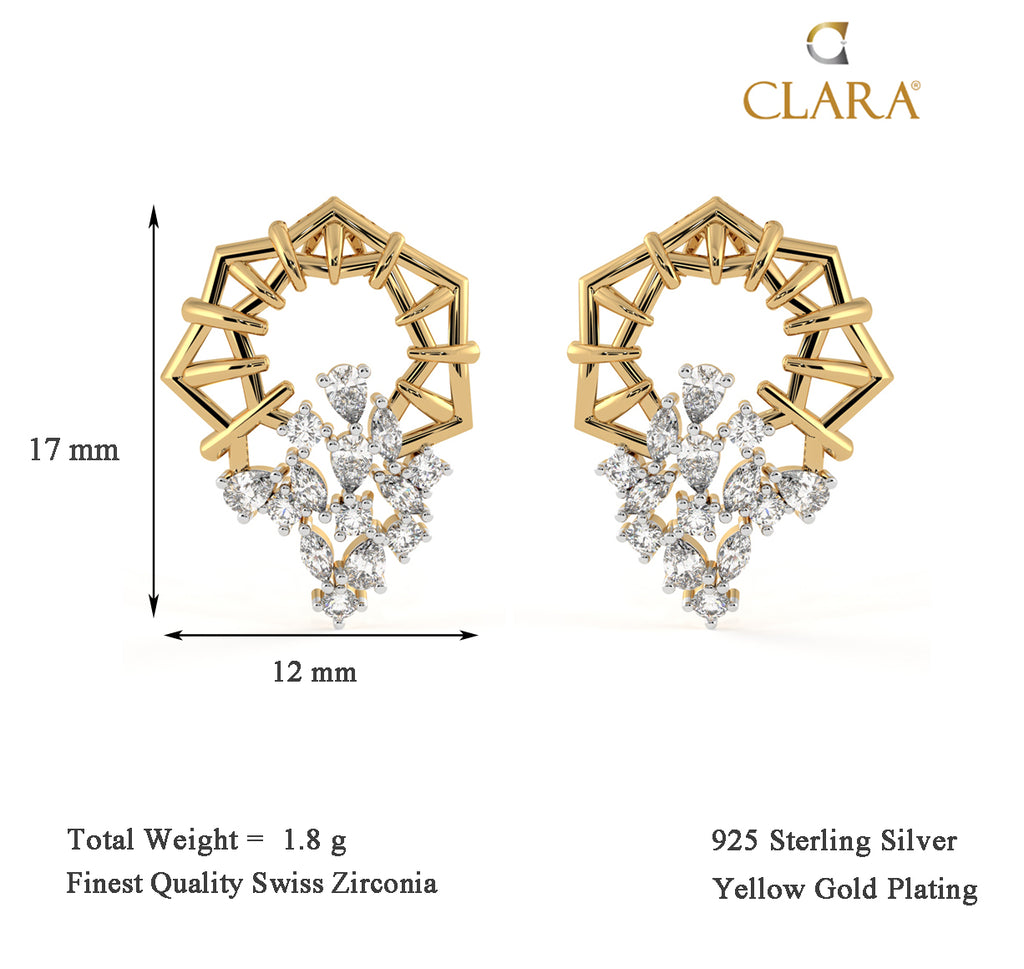 CLARA 925 Sterling Silver Alba Earrings with Screw Back