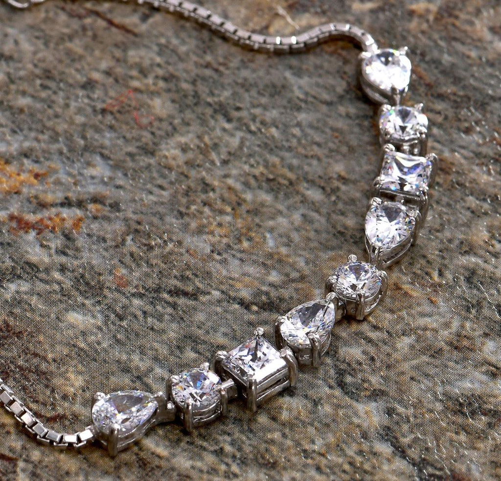 CLARA Made with Swiss Zirconia 925 Sterling Silver Rico Solitaire Bracelet Gift for Women and Girls