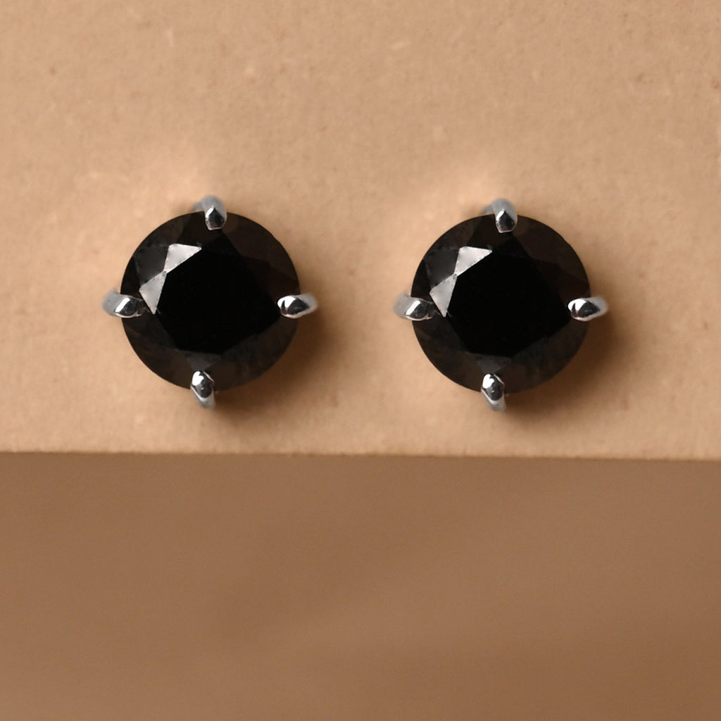 CLARA 925 Sterling Silver Black Studs Earrings Gift for Kids Girls