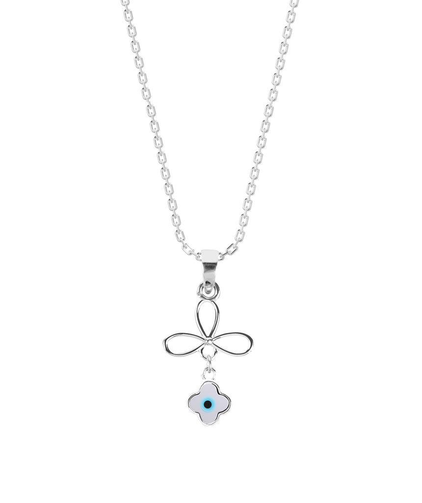 CLARA 925 Sterling Silver Evil Eye Flower Pendant Chain Necklace