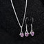 CLARA 925 Sterling Silver Pink Solitaire Pendant Earring Chain Jewellery Set