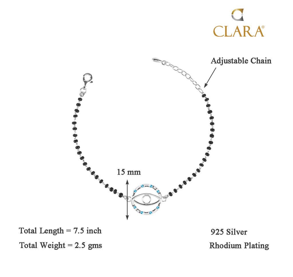 CLARA 925 Sterling Silver Evil Eye Circle Hand Mangalsutra Bracelet