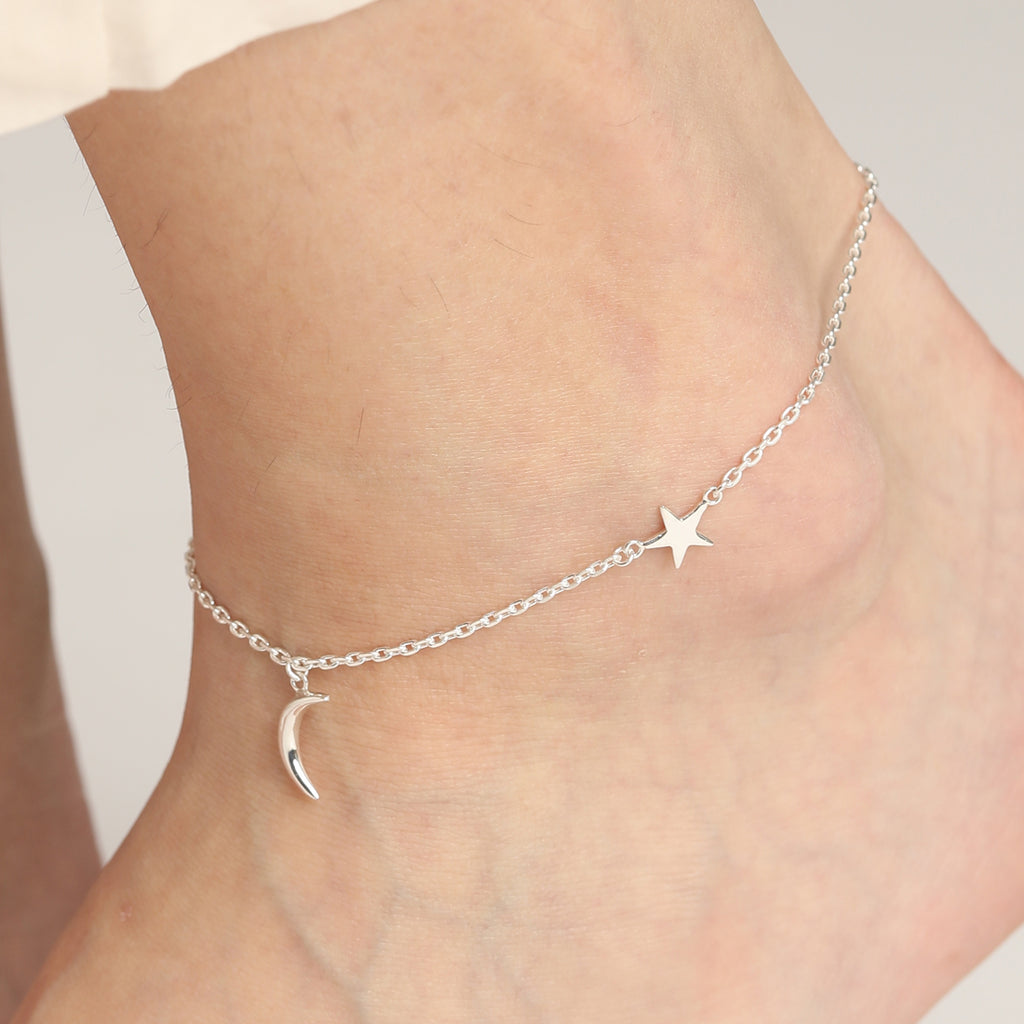 CLARA 925 Sterling Silver Minimal Anklet Payal ( Single ) Adjustable Chain Gift for Women and Girls
