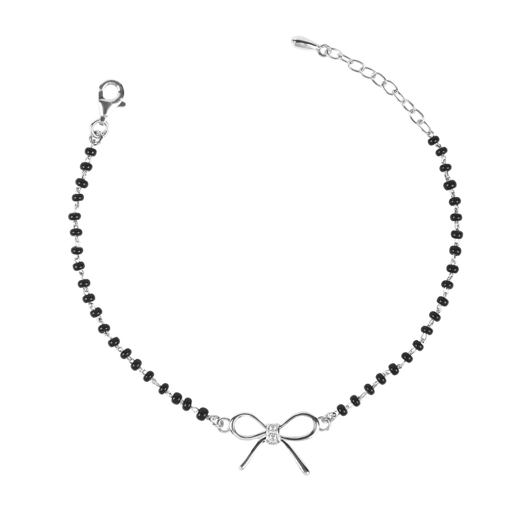 CLARA 925 Sterling Silver Bow Hand Mangalsutra Bracelet