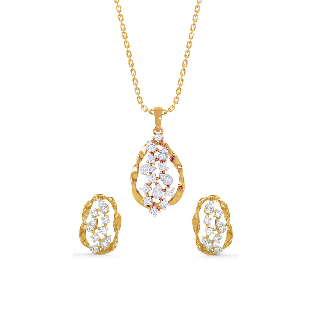 CLARA 925 Sterling Silver Petra Pendant Earring Chain Jewellery Set