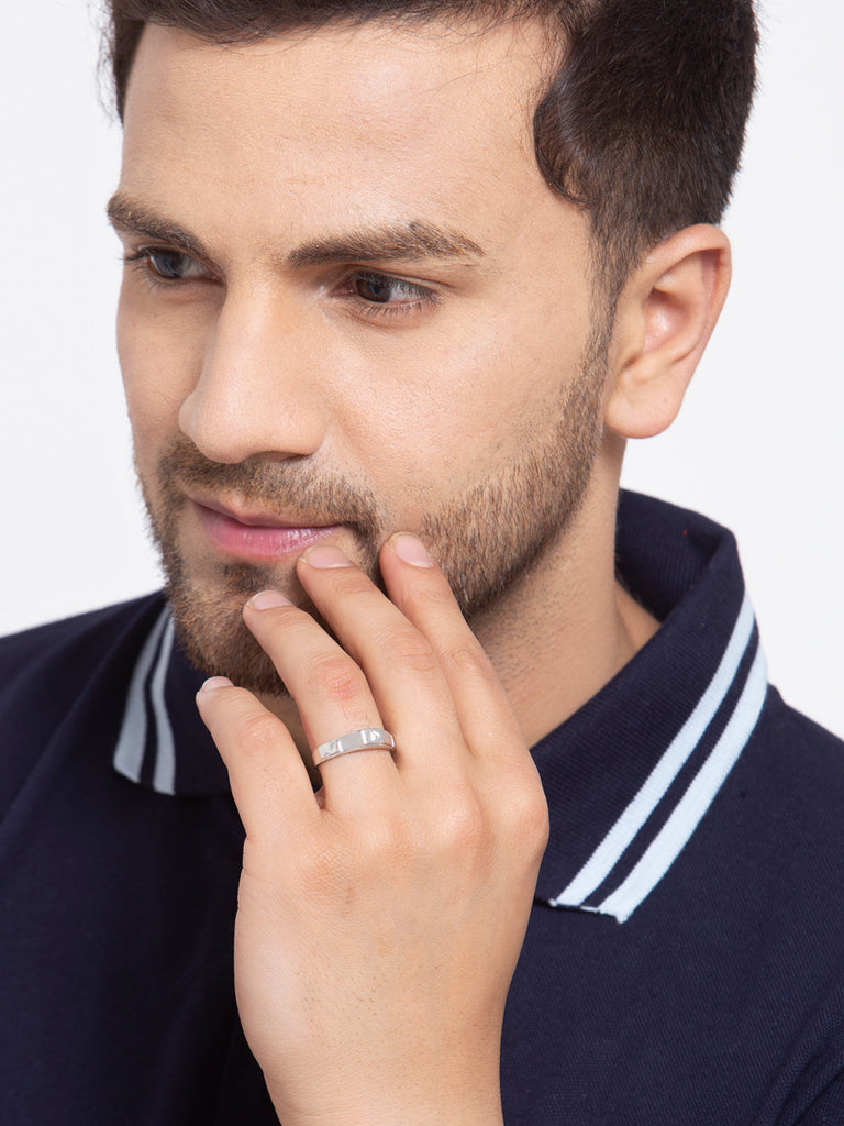 CLARA Pure 925 Sterling Silver Rocco Adjustable Ring Gift for Men and Boys | Partial Matte Finish
