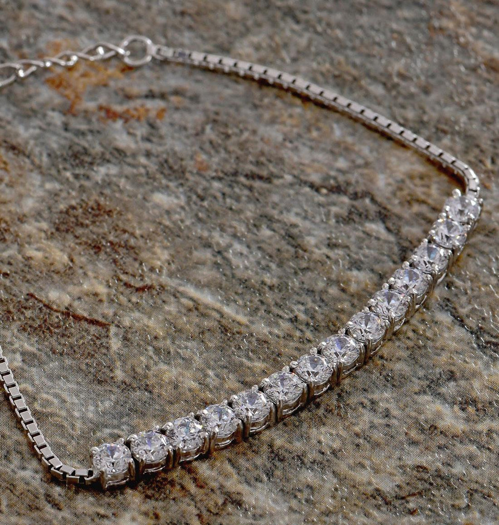 CLARA Made with Swiss Zirconia 925 Sterling Silver Siena Solitaire Bracelet Gift for Women and Girls