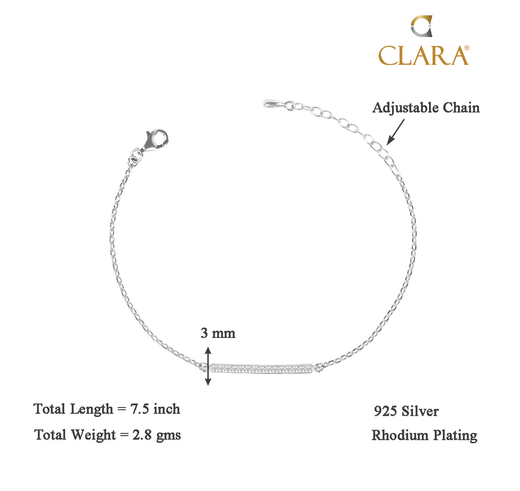 CLARA 925 Sterling Silver Bar Bracelet