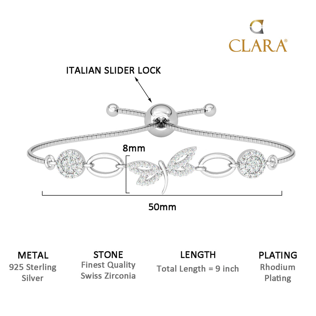 CLARA 925 Pure Silver Dragonfly Hand Bracelet