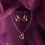 CLARA 925 Sterling Silver Pink Heart Pendant Earring Chain Jewellery Set