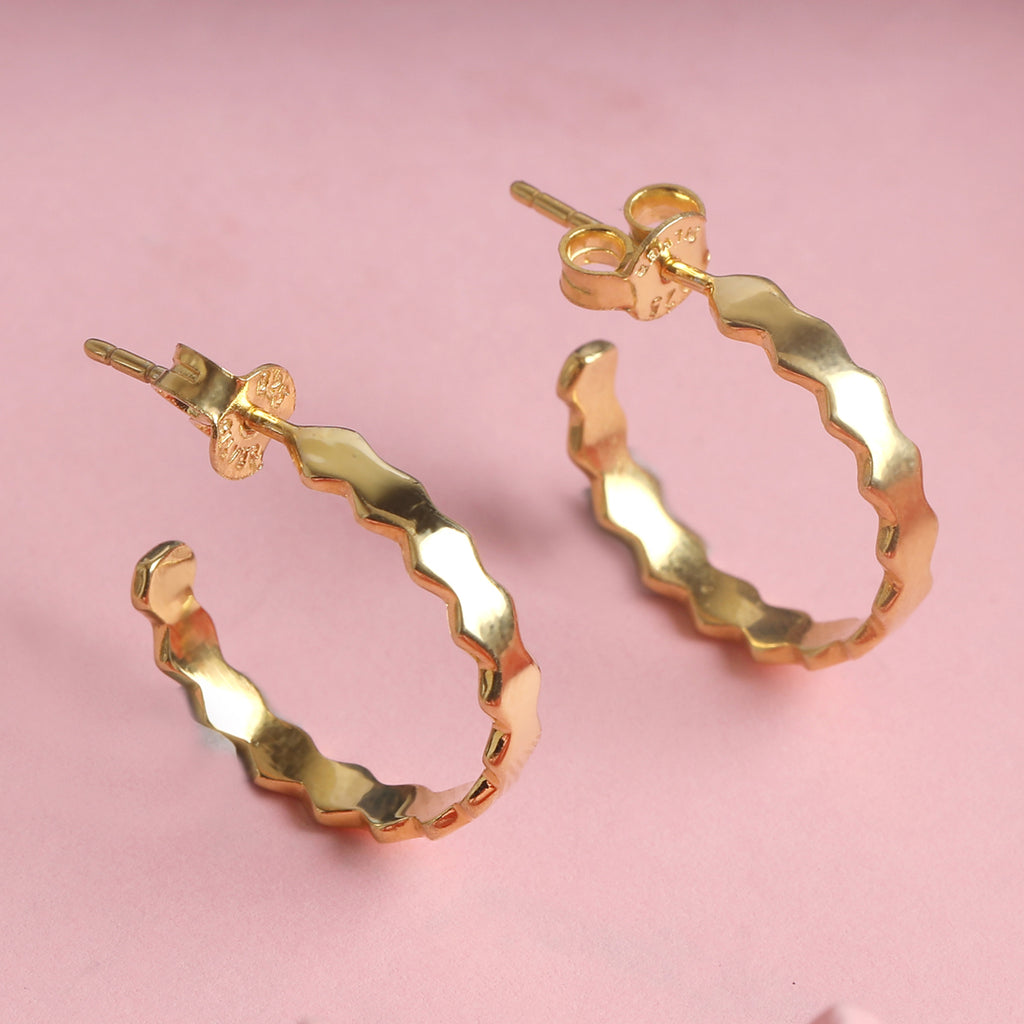 CLARA 925 Sterling Silver Ania Hoop Earring Gold Plated Gift for Women & Girls