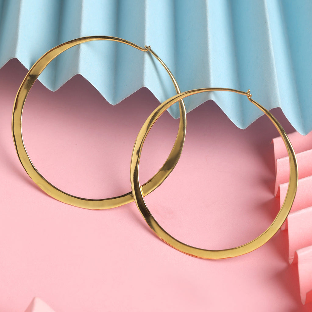 CLARA 925 Sterling Silver Arfa Hoop Earring Gold Plated Gift for Women & Girls