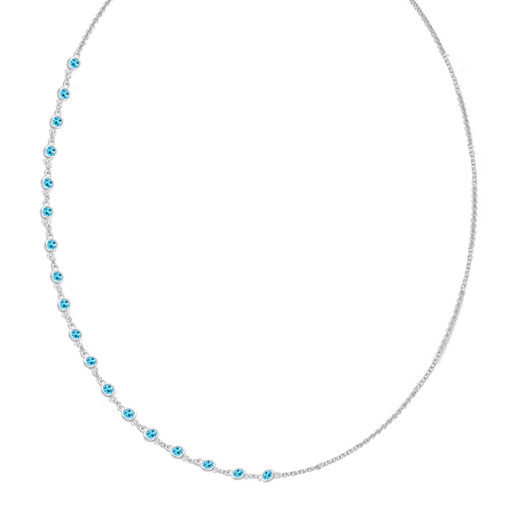 CLARA 925 Sterling Silver Blue Topaz Charm Minimal Necklace Chain