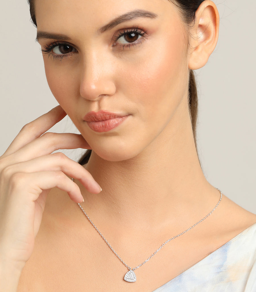 CLARA 925 Sterling Silver Jules Pendant Earring Chain Jewellery Set