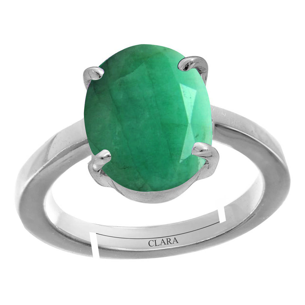 Certified Emerald Panna 3cts or 3.25ratti 92.5 Sterling Silver Adjustable Ring