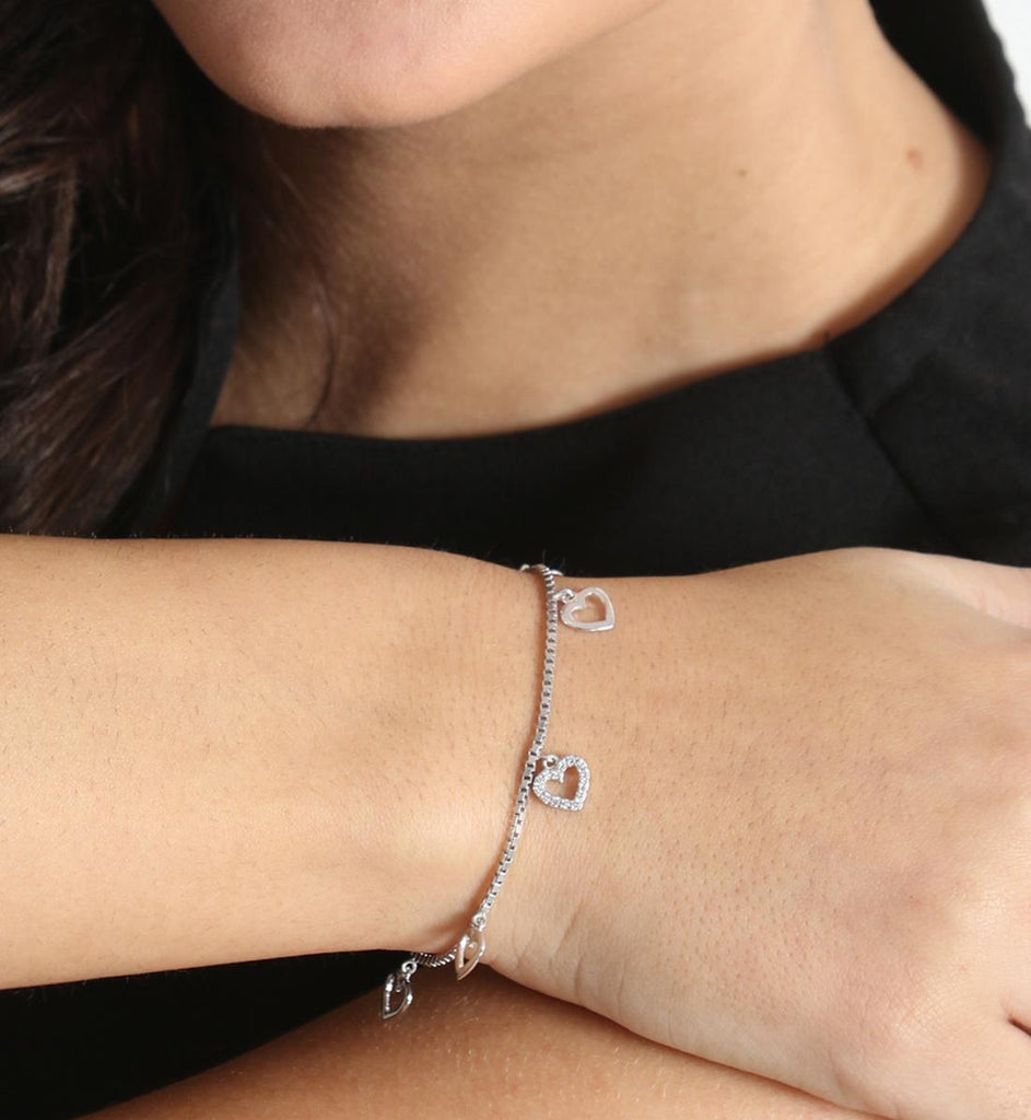 CLARA Made with Swiss Zirconia 925 Sterling Silver Charms Solitaire Bracelet Gift for Women and Girls