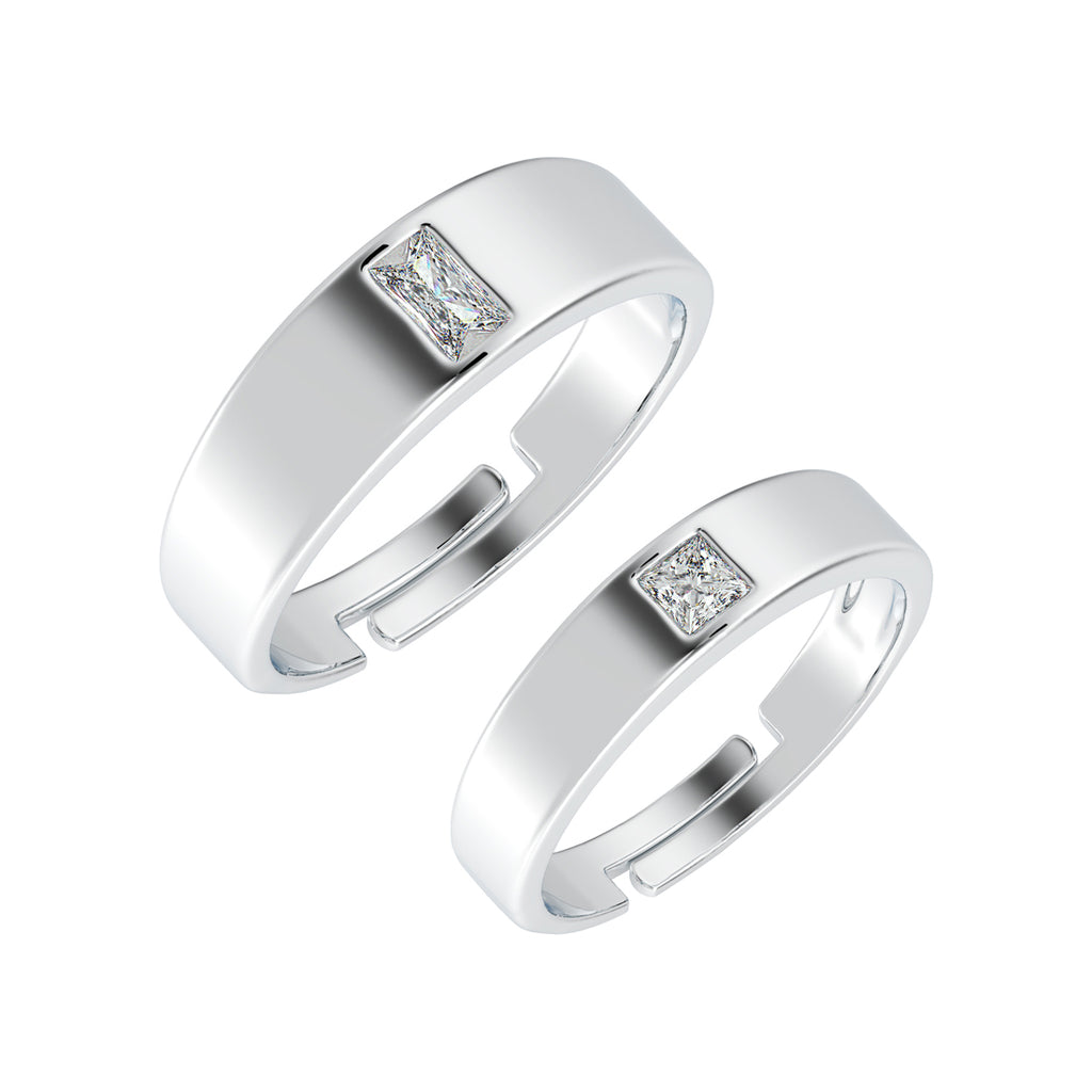 CLARA Pure 925 Sterling Silver Franco Adjustable Couple Band, Promise Rings for Lovers