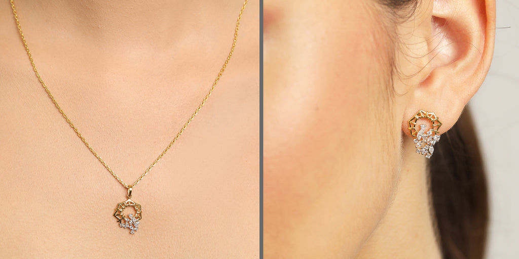 CLARA 925 Sterling Silver Alba Pendant Earring Chain Jewellery Set