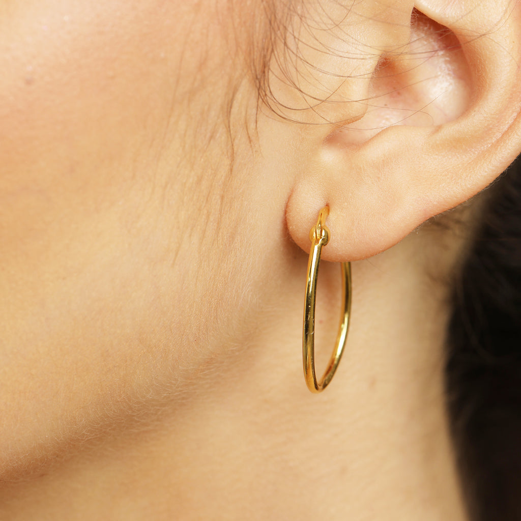 CLARA 925 Sterling Silver Oval Hoop Earring Gold Plated Gift for Women & Girls