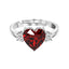 Silver Blood Red Heart Ring