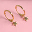 CLARA 925 Sterling Silver Star Hoop Drop Earring Gold Plated Gift for Women & Girls