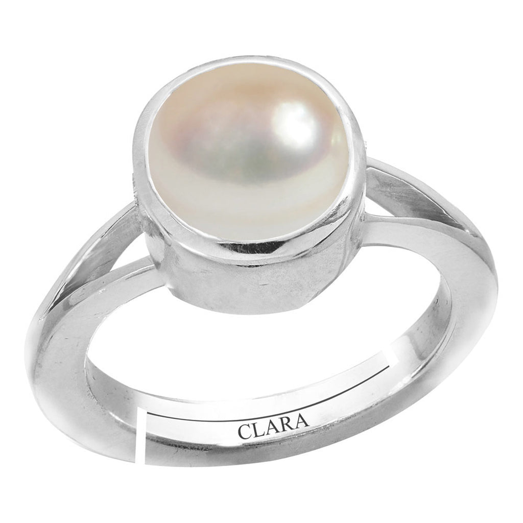 Certified Pearl Moti 6.5cts or 7.25ratti 92.5 Sterling Silver Adjustable Ring
