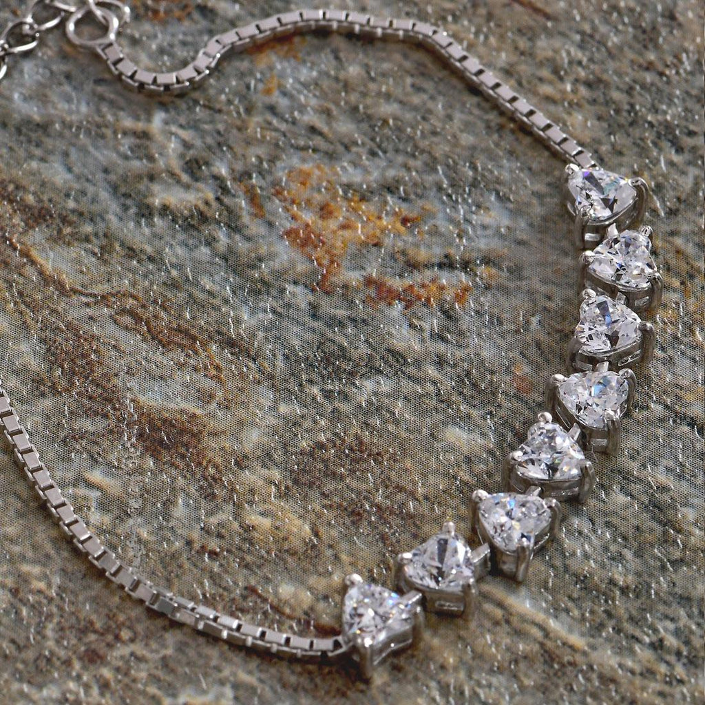 CLARA Made with Swiss Zirconia 925 Sterling Silver Valentine Solitaire Bracelet Gift for Women and Girls