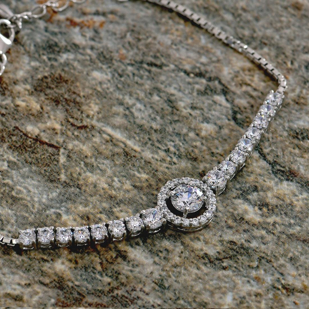 CLARA Made with Swiss Zirconia 925 Sterling Silver Lucia Solitaire Bracelet Gift for Women and Girls