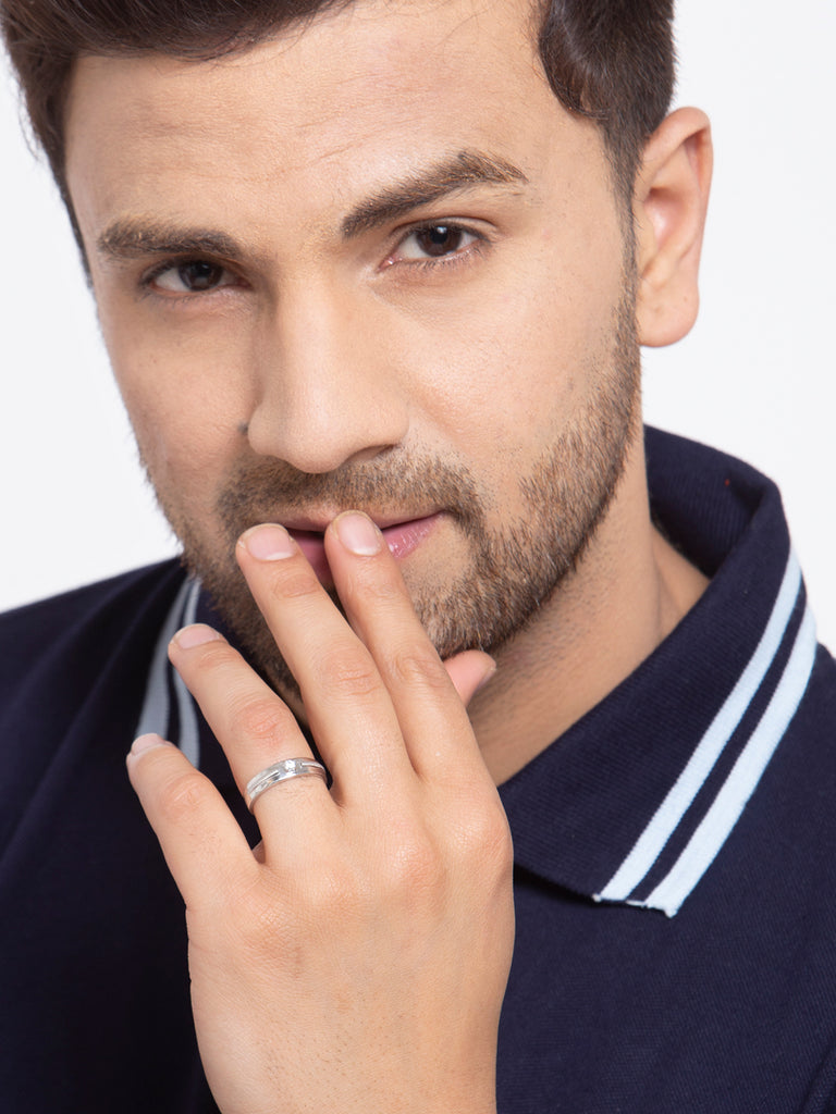 CLARA Pure 925 Sterling Silver Nario Adjustable Ring Gift for Men and Boys | Partial Matte Finish