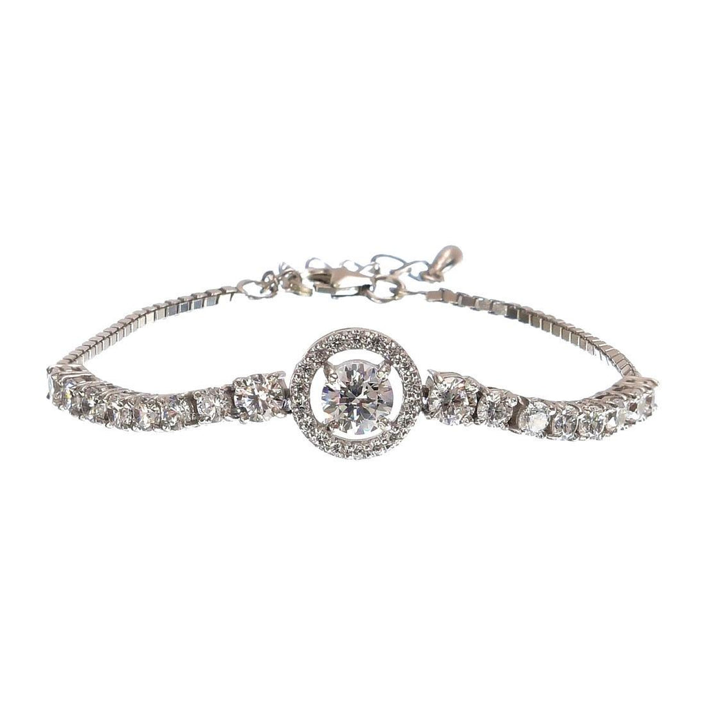 CLARA Made with Swiss Zirconia 925 Sterling Silver Lucia Solitaire Bracelet Gift for Women and Girls