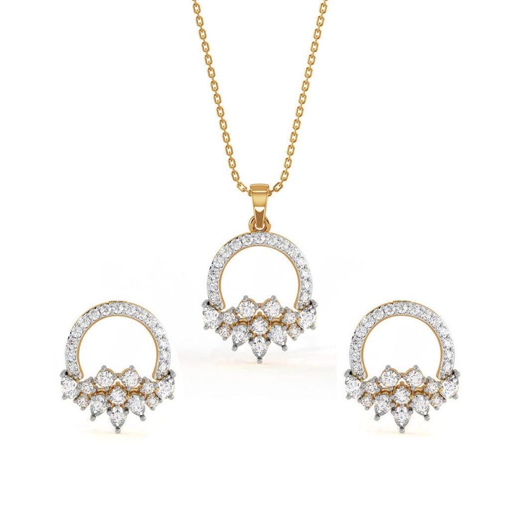 CLARA 925 Sterling Silver Tica Pendant Earring Chain Jewellery Set