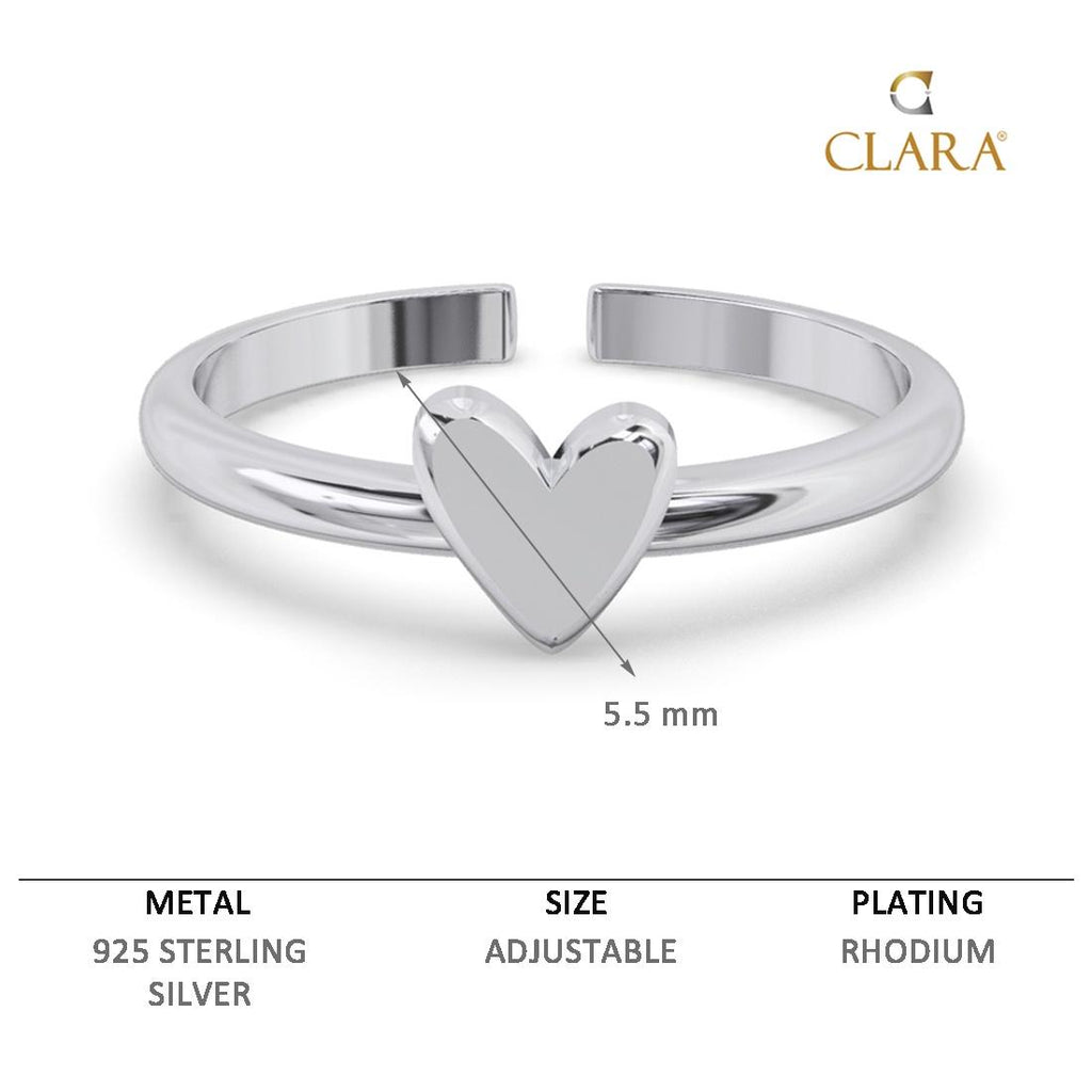 CLARA Pure 925 Sterling Silver  Minimal Heart Finger Ring