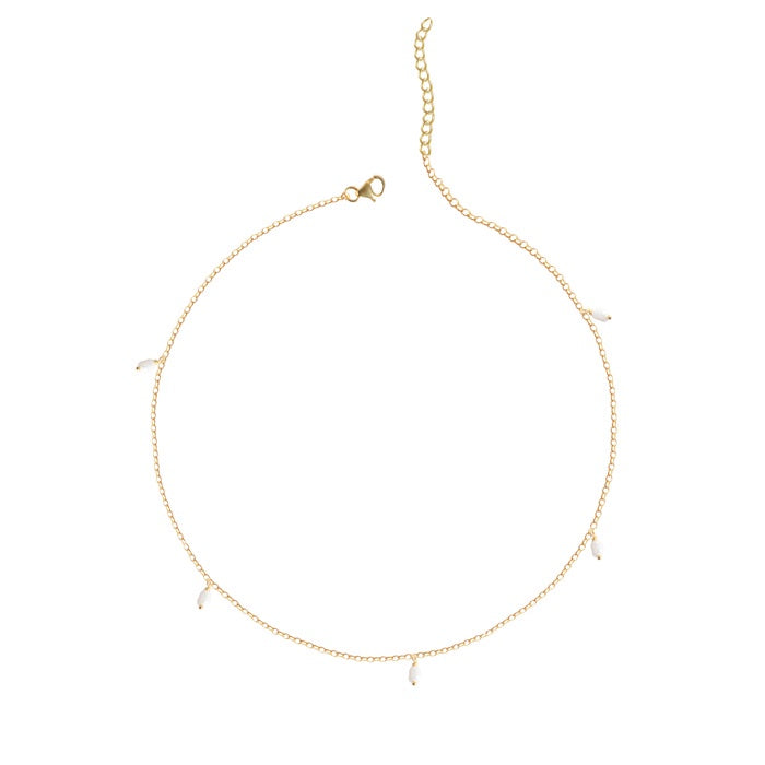CLARA 925 Sterling Silver Dainty Pearl Charm Necklace Chain