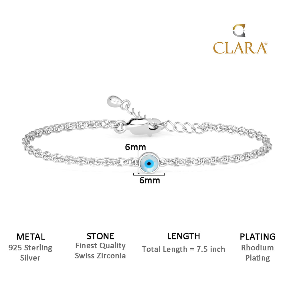 CLARA 925 Pure Silver Evil Eye Chain Bracelet