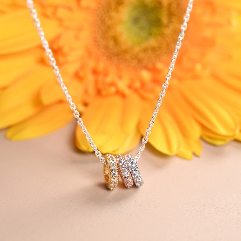 Silver Elio Multicolor Ring Pendant Chain