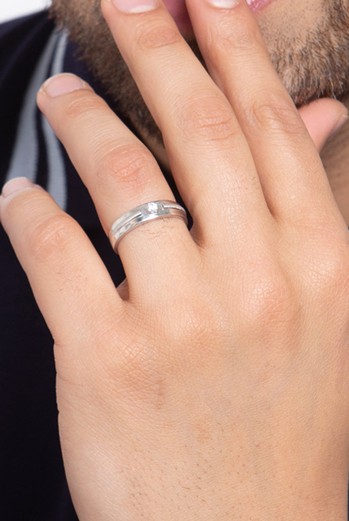 CLARA Pure 925 Sterling Silver Nario Adjustable Ring Gift for Men and Boys | Partial Matte Finish