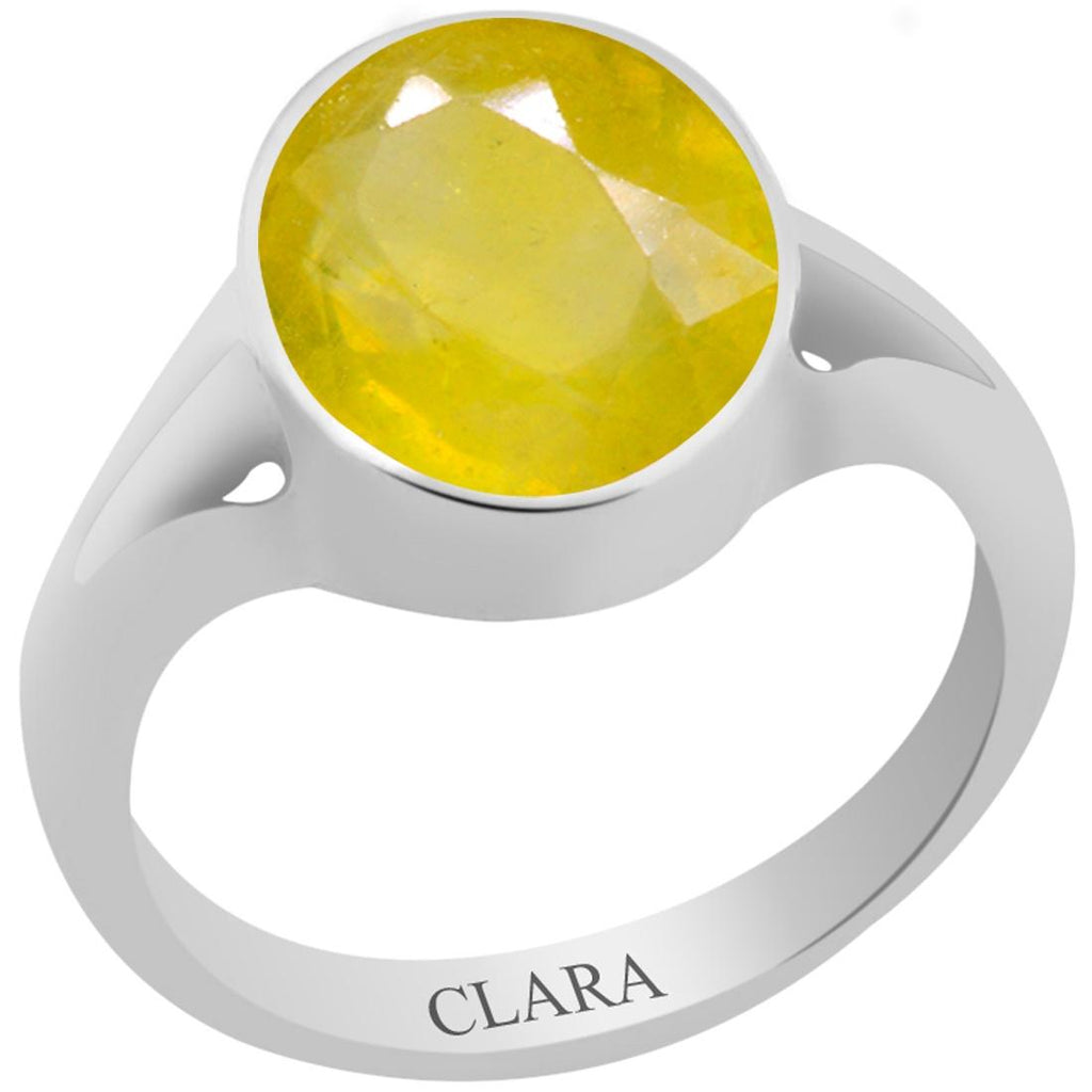 Certified Yellow Sapphire Pukhraj Zoya Silver Ring 9.3cts or 10.25ratti