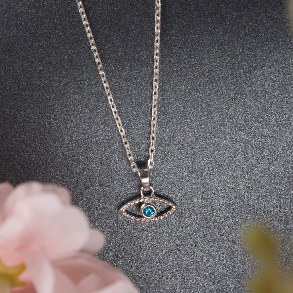 CLARA 925 Sterling Silver Evil Eye Bella Pendant Chain Necklace