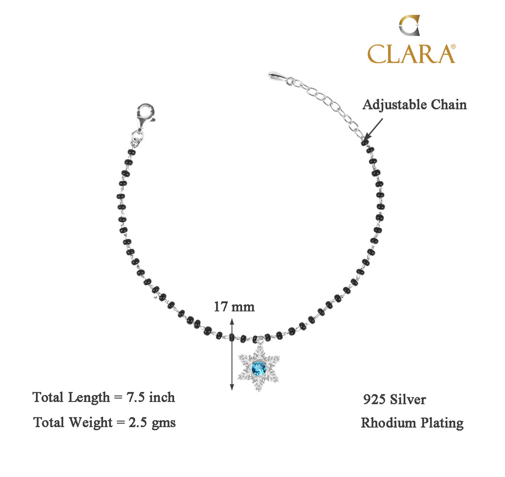 CLARA 925 Sterling Silver Snowflake Hand Mangalsutra Bracelet