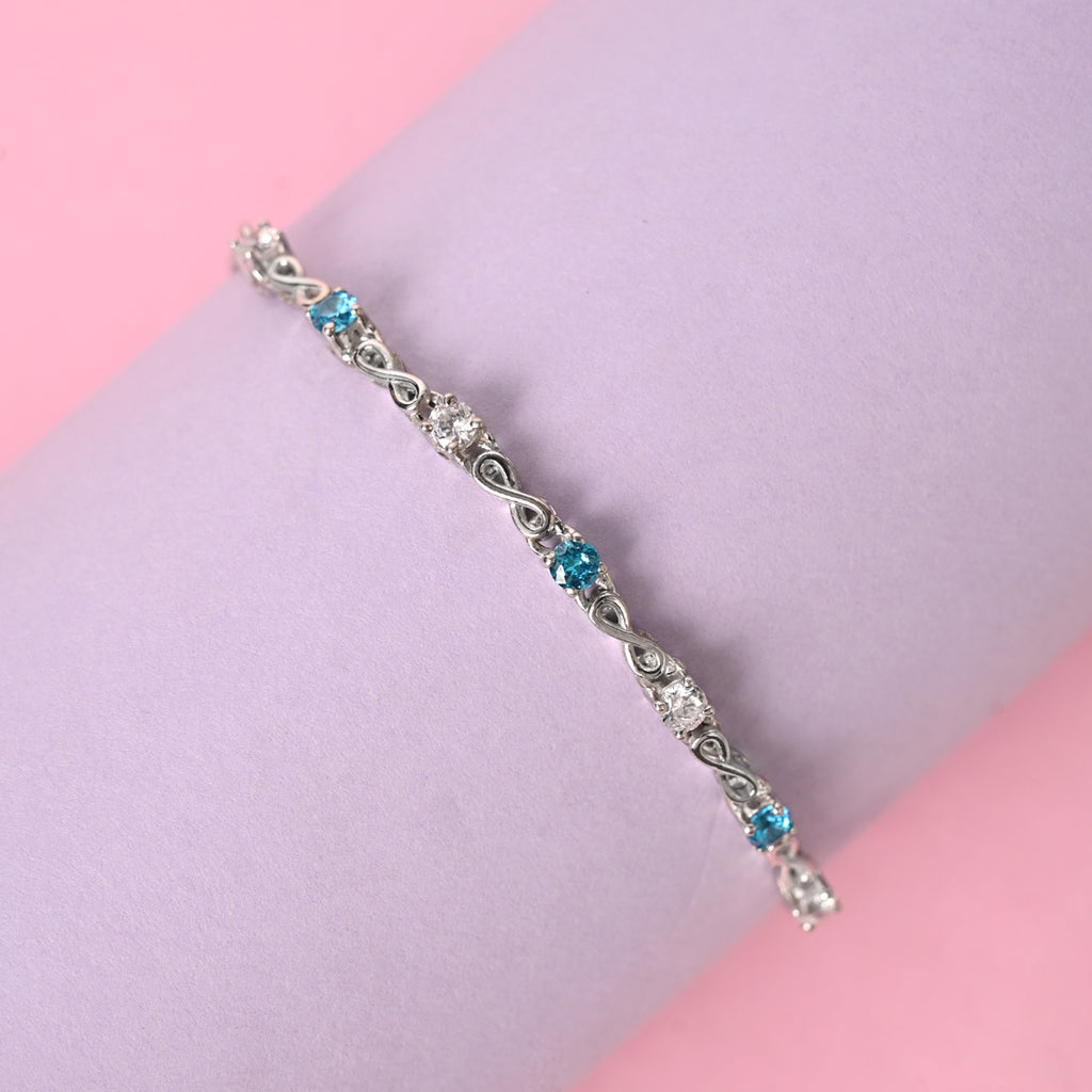 CLARA 925 Pure Silver Blue Infinity Hand Bracelet