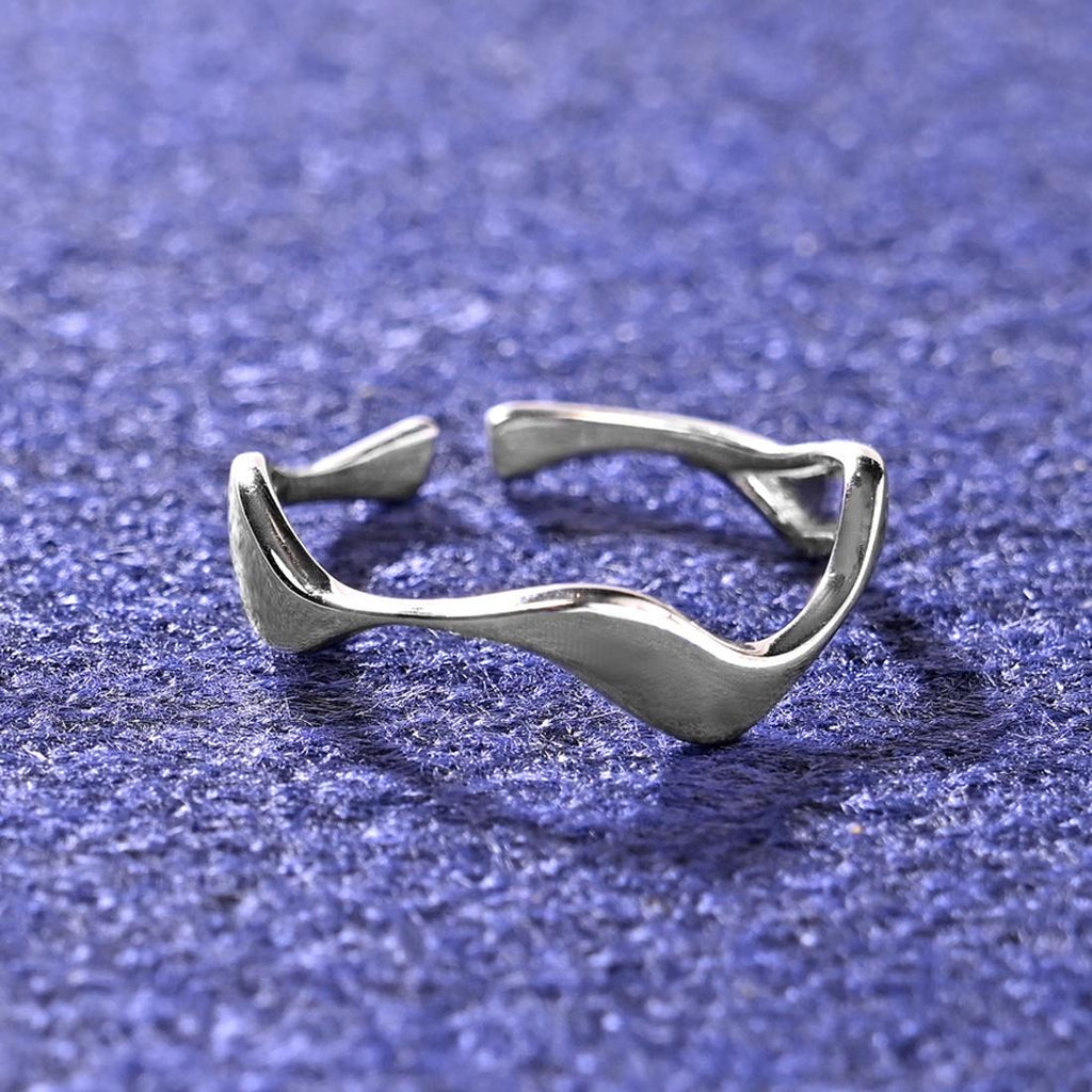 CLARA Pure 925 Sterling Silver Wave Finger Ring