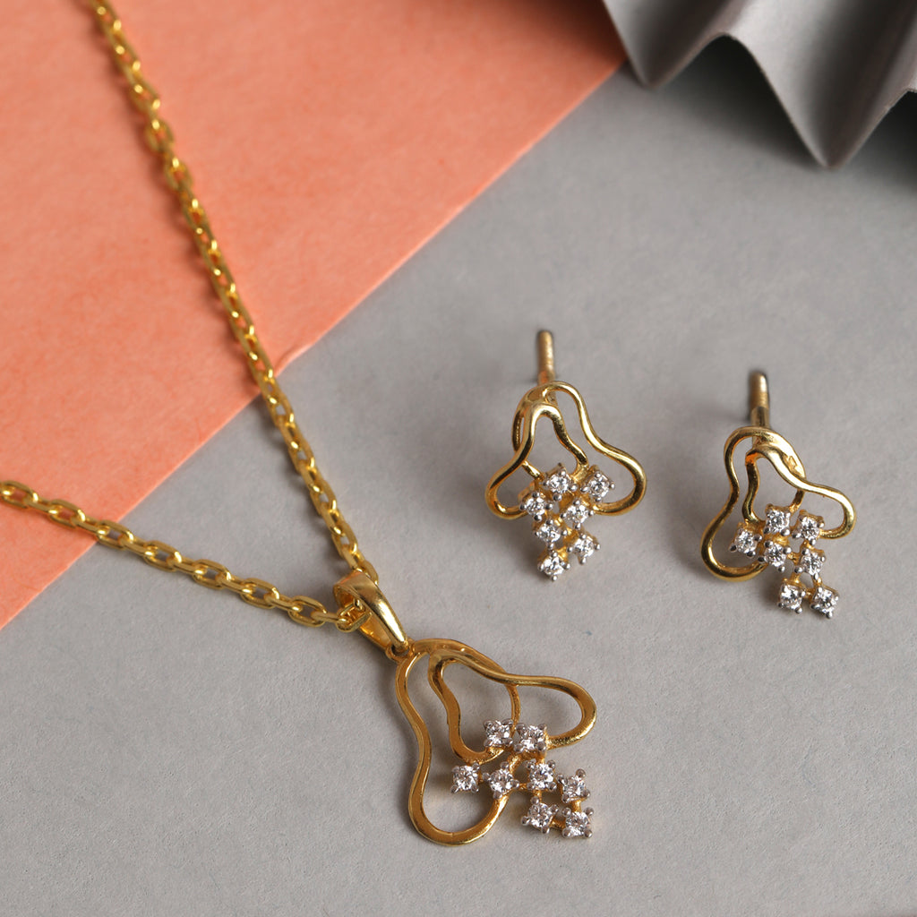 CLARA 925 Sterling Silver Eden Pendant Earring Chain Jewellery Set