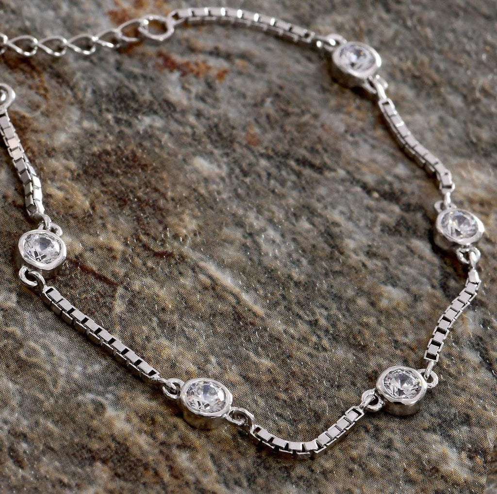 CLARA Made with Swiss Zirconia 925 Sterling Silver Grazia Solitaire Bracelet Gift for Women and Girls