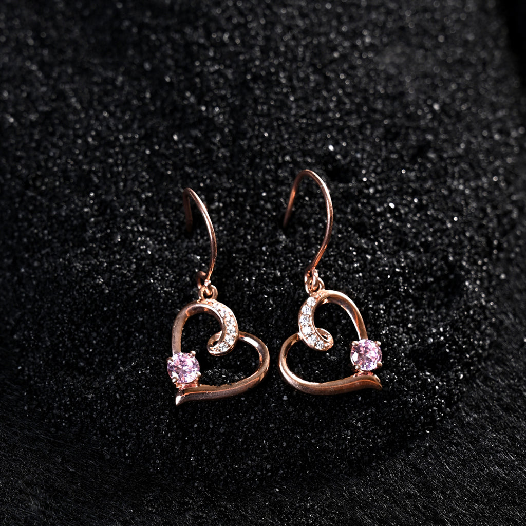 CLARA 925 Sterling Silver Pink Heart Earrings