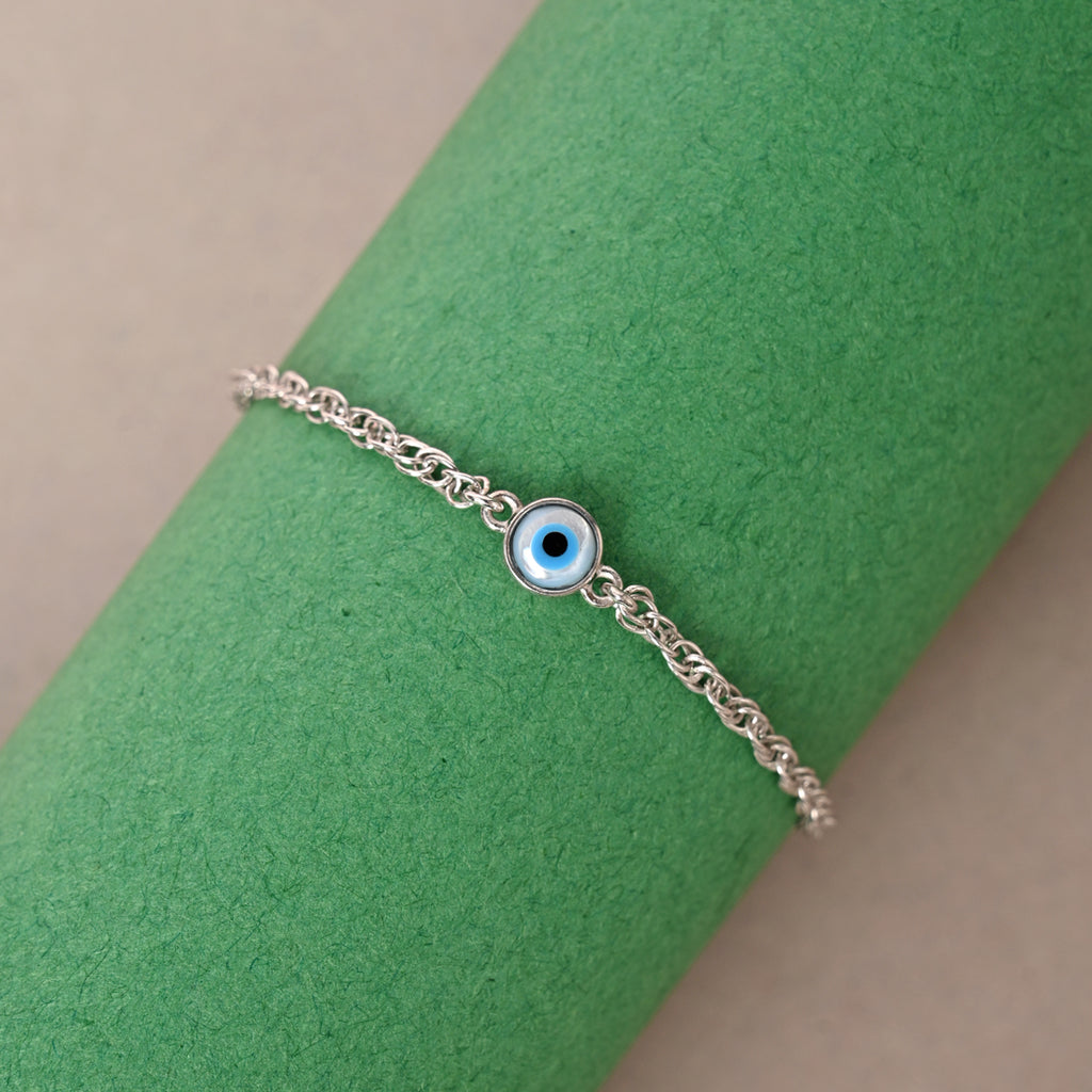 CLARA 925 Pure Silver Evil Eye Chain Bracelet